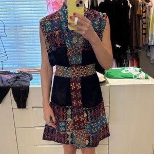Colorful Patterned Sleeveless Dress with belt